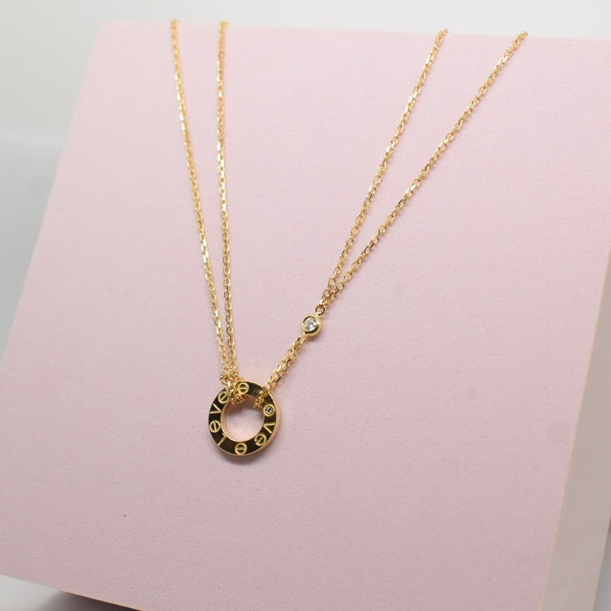 Real 18K Yellow Gold - SJCR Double Chain Necklace