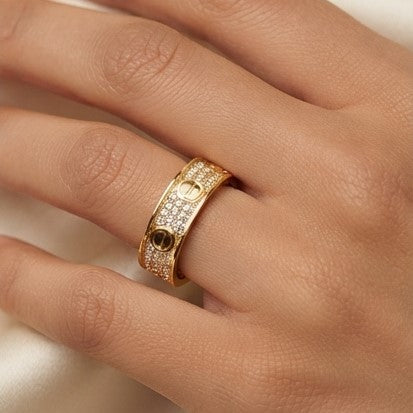 Fine 925 Sterling Silver - Yellow SJCR Full Stone Ring