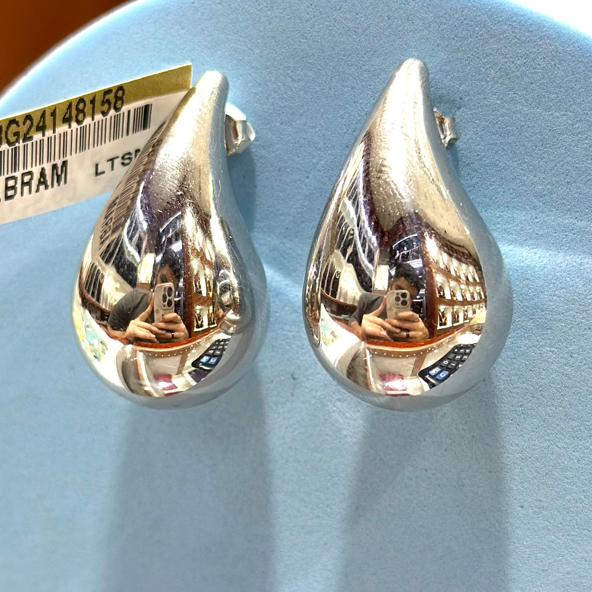 Real 18K White Gold - Teardrop Big Earrings