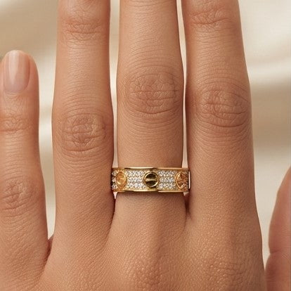 Fine 925 Sterling Silver - Yellow SJCR Full Stone Ring