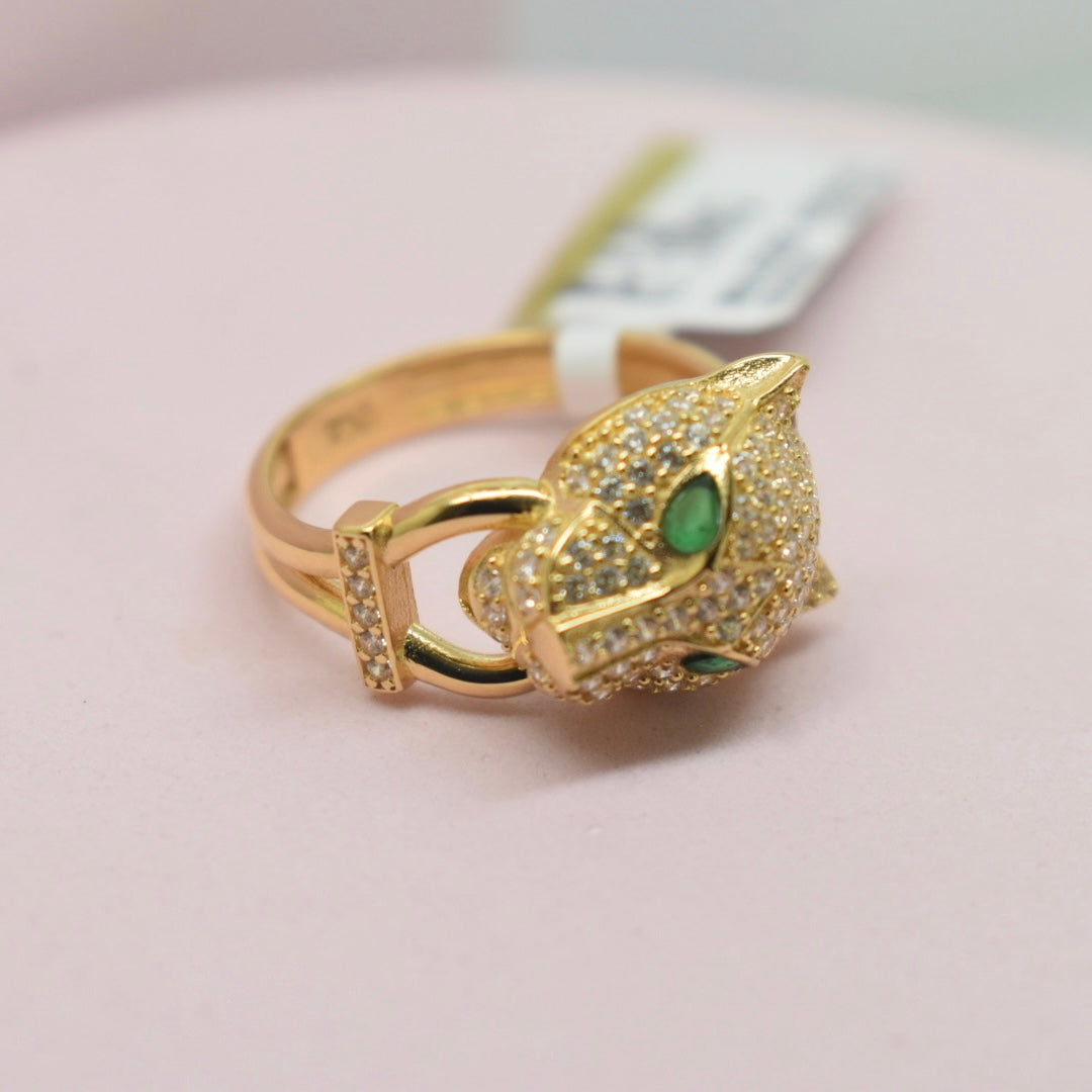 Real 18K Yellow Gold - SJCR Panther Stone Ring