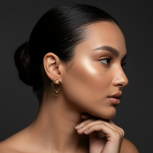 925 Sterling Silver - Yellow Architectural V-Shaped Earring