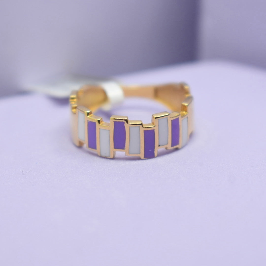 *SUMMER COLLECTION* 18K Gold - Bar Purple Enamel Ring