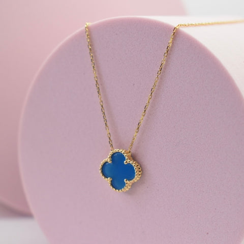 Real 18K Yellow Gold - SJVC 10mm Blue Necklace