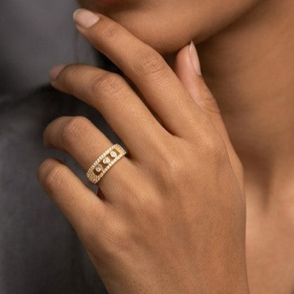 Fine 925 Sterling Silver -  Yellow SJMSK Aura Moving Stone Ring