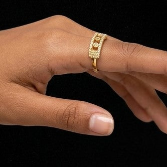 Fine 925 Sterling Silver -  Yellow SJMSK Aura Moving Stone Ring