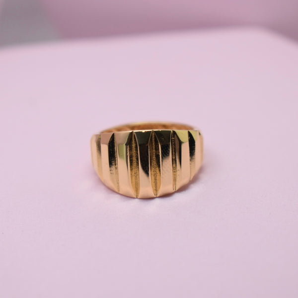 Real 18K Yellow Gold - Lines Ring (Size 7.25) – Sana Jewellers