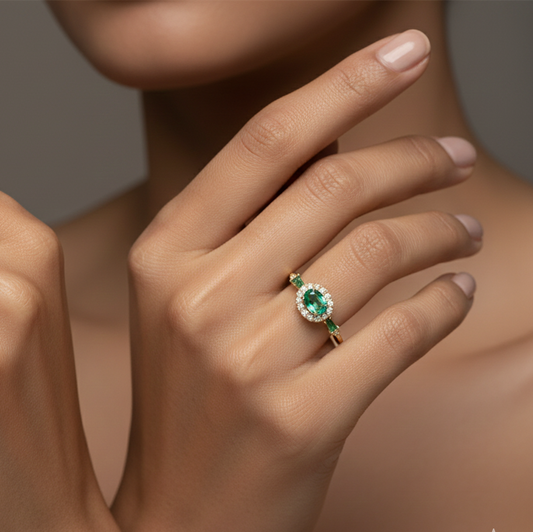 Fine 925 Sterling Silver - Yellow Green Stone Ring