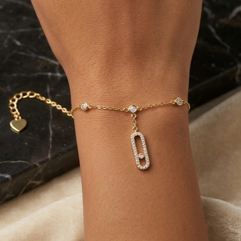 925 Sterling Silver - Yellow SJMSK Move Charm Drop Bracelet
