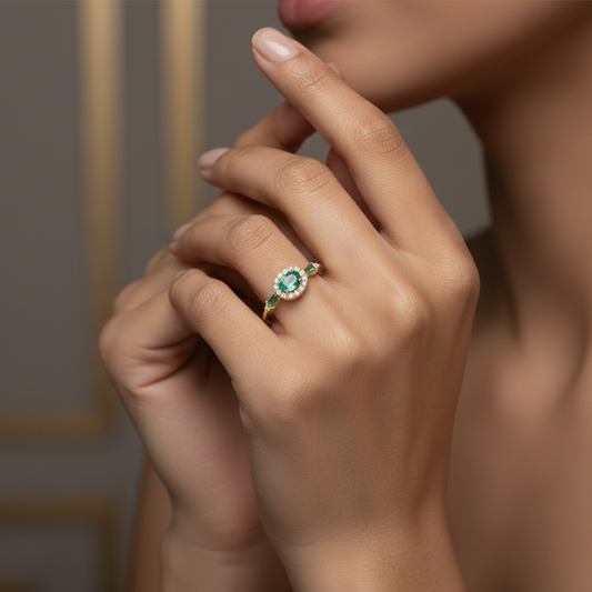 Fine 925 Sterling Silver - Yellow Green Stone Ring