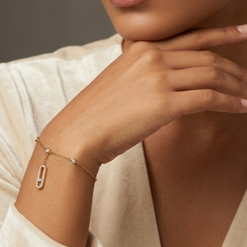 925 Sterling Silver - Yellow SJMSK Move Charm Drop Bracelet