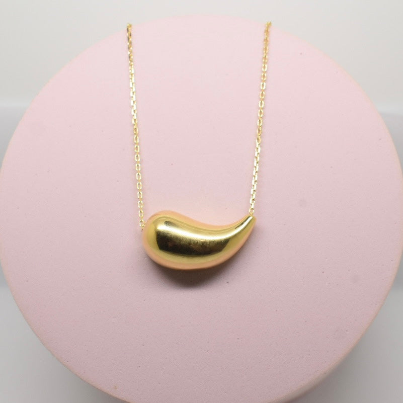 Real 18K Yellow Gold - Teardrop Necklace