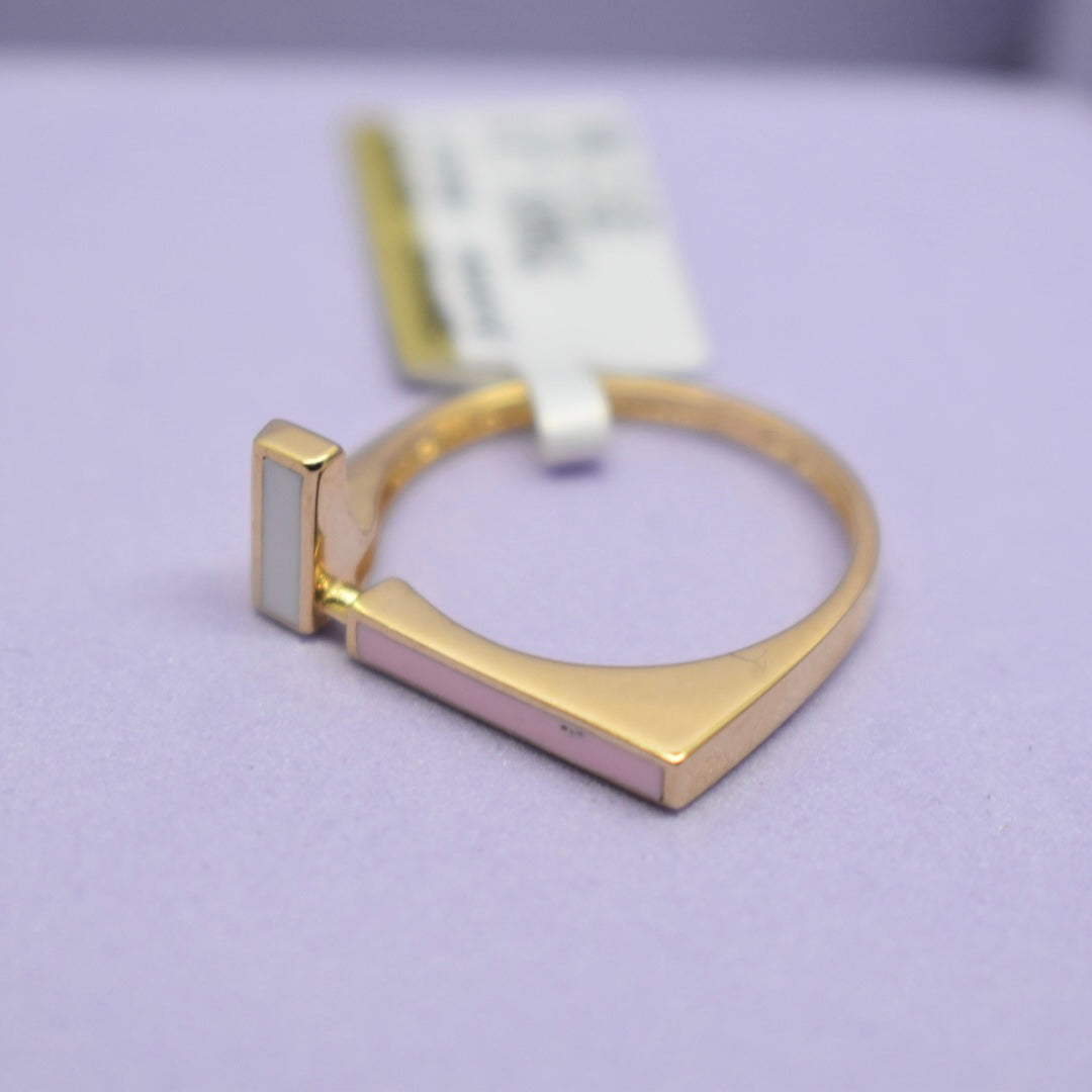 *SUMMER COLLECTION* 18K Gold - Bar Line Pink Enamel Ring