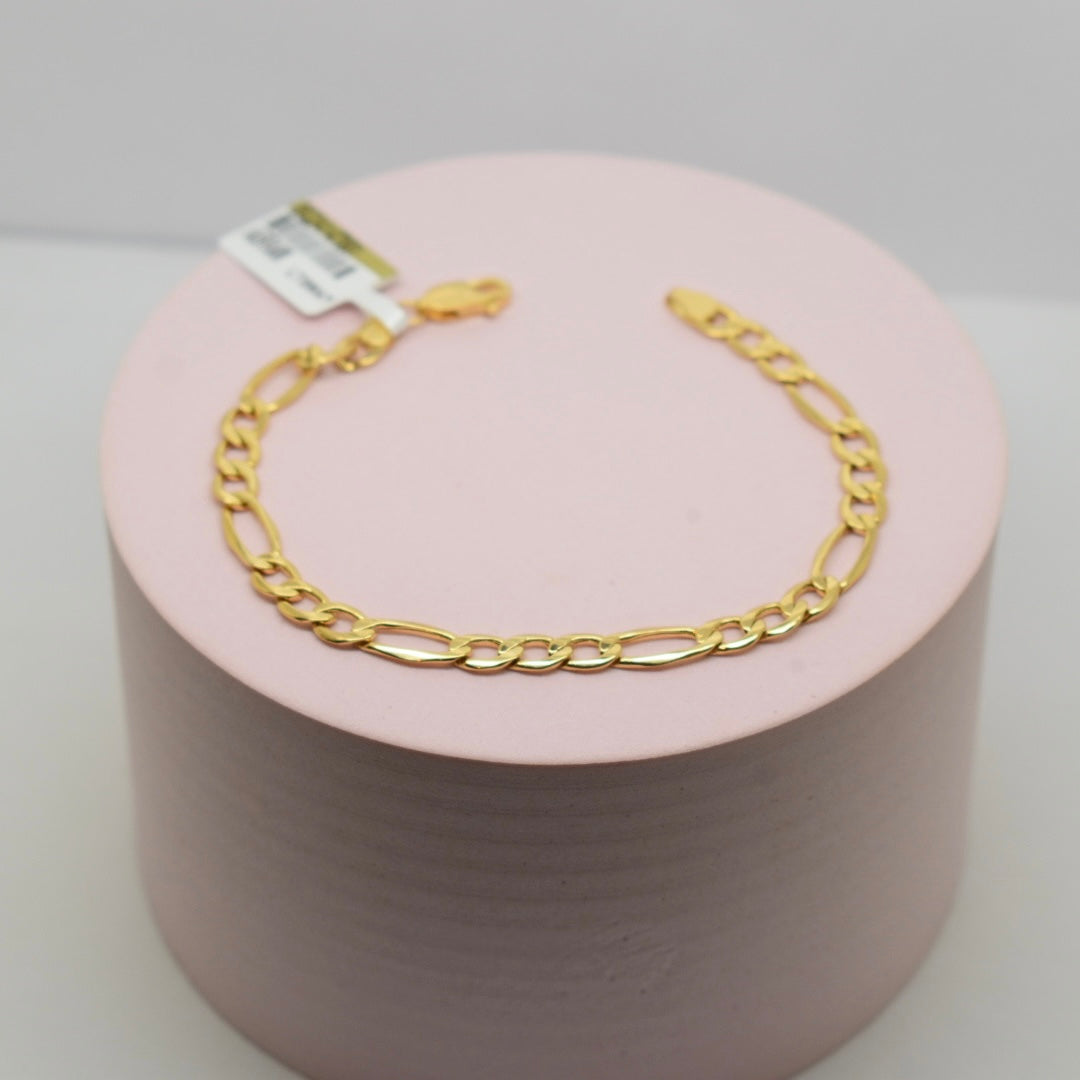 Real 18K Yellow Gold - Unisex Figaro Bracelet