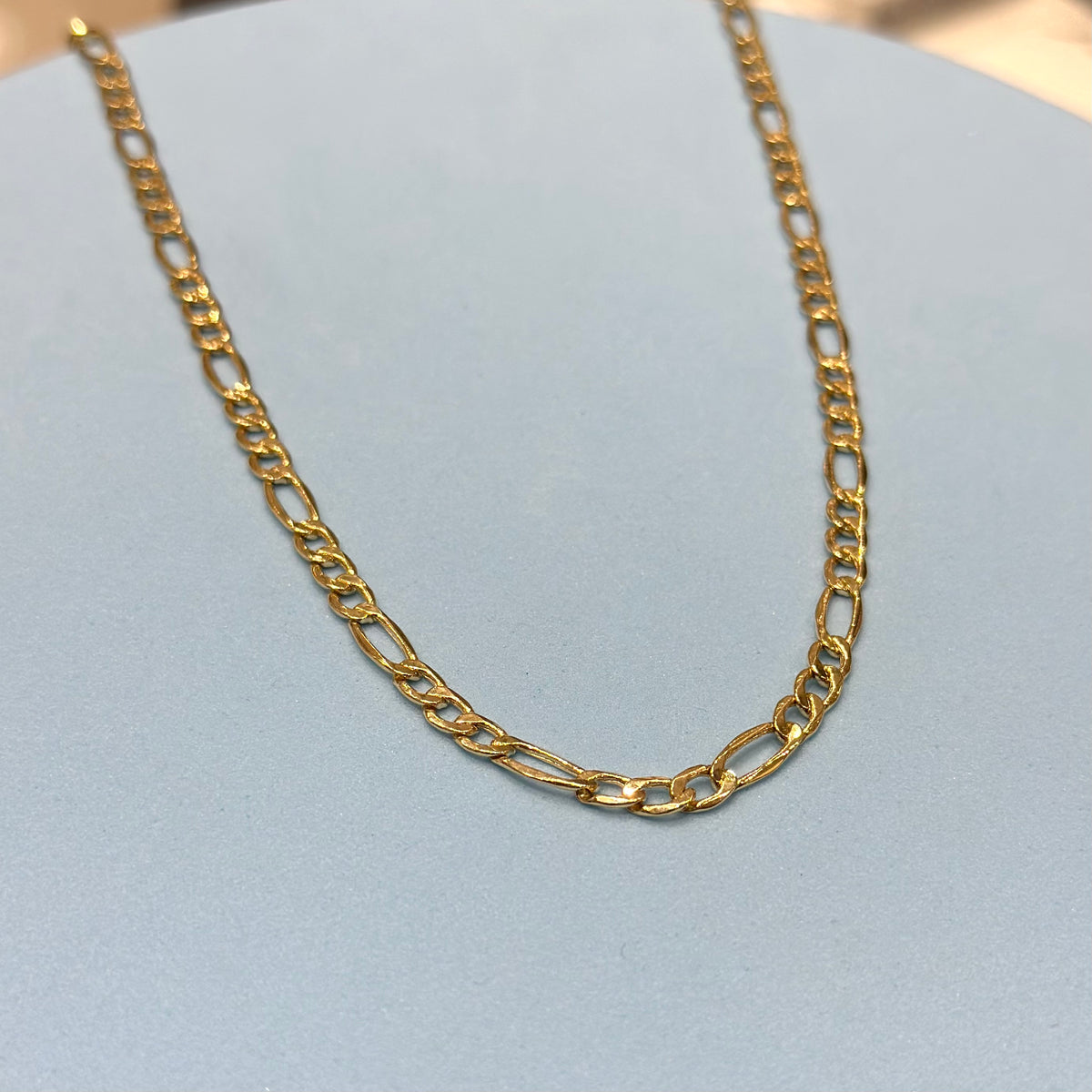 Real 18K Yellow Gold - Figaro Thick Chain