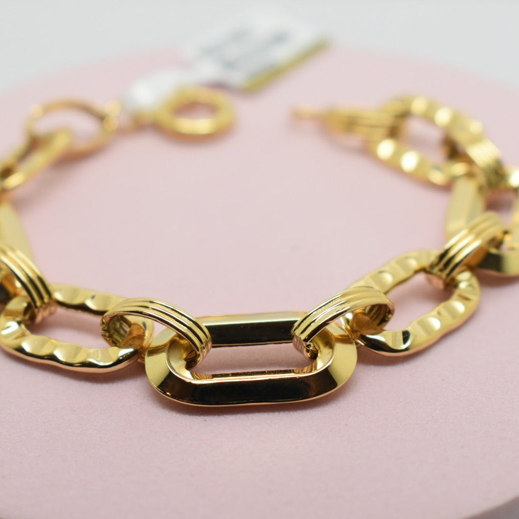 Real 18K Yellow Gold - Chunky Link Bracelet