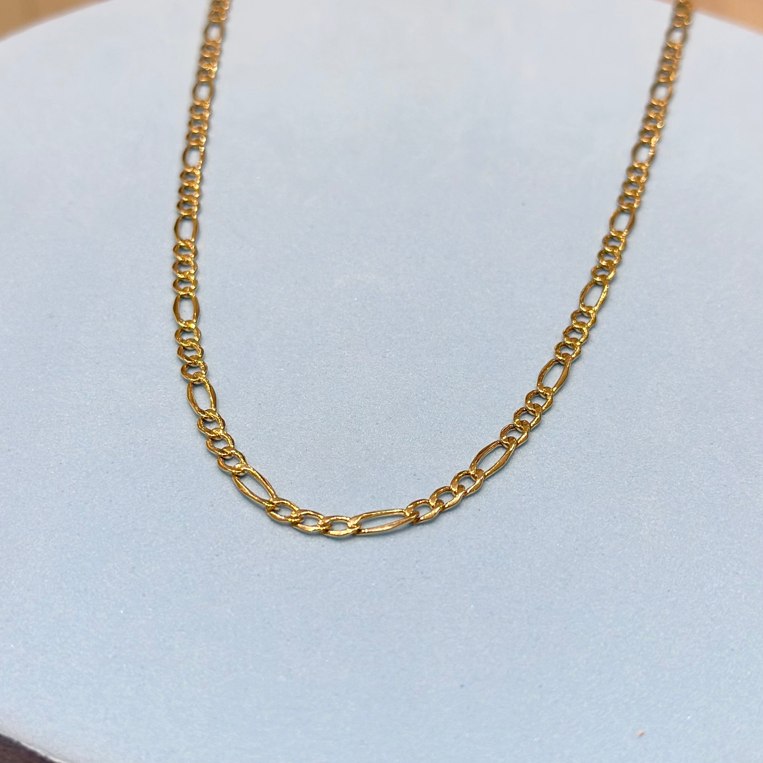 Real 18K Yellow Gold - Figaro Thin Chain