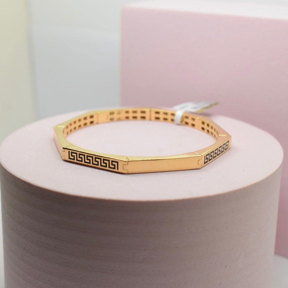 Real 18K Yellow Gold - Maze Open Bracelet and Bangle
