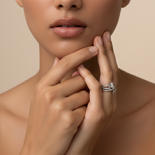 Fine 925 Sterling Silver - Topaz Butterfly  Ring