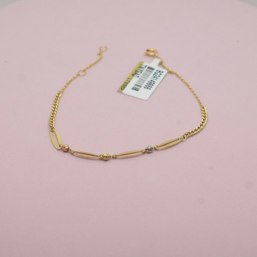 Real 18K Yellow Gold - Paper Clip Curb Bracelet