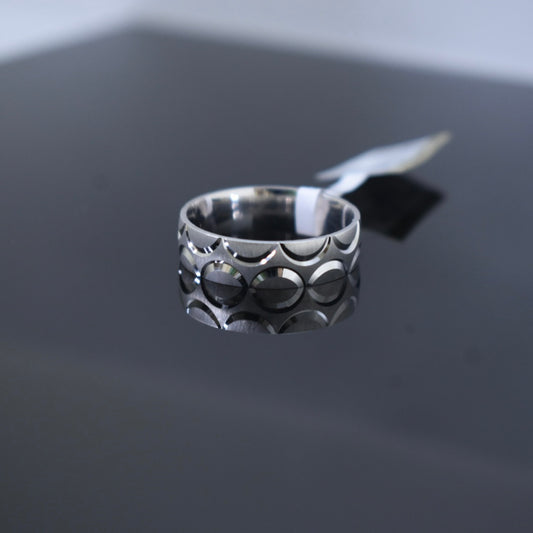 925 Sterling Silver - Matte Cut Band Ring