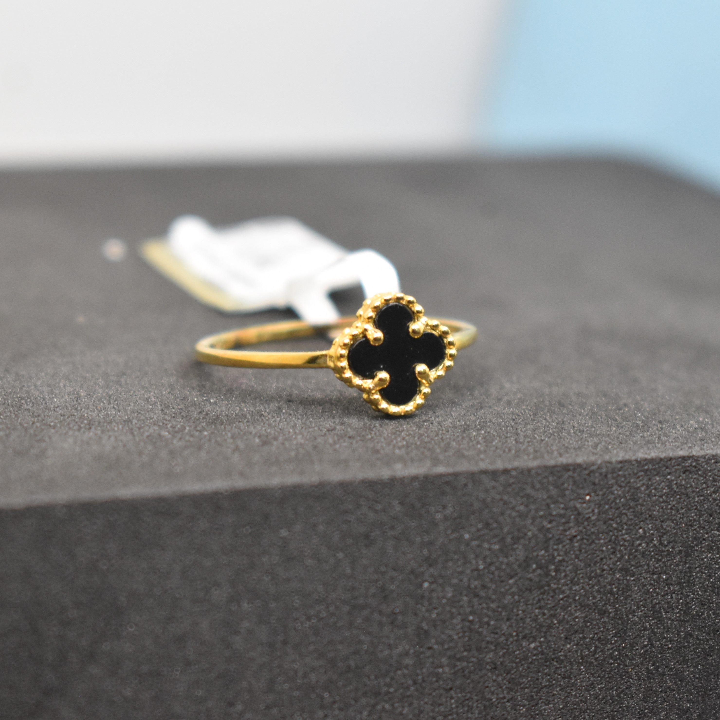 Fine 925 Sterling Silver - Yellow- SJVC Black Mini Flower Ring