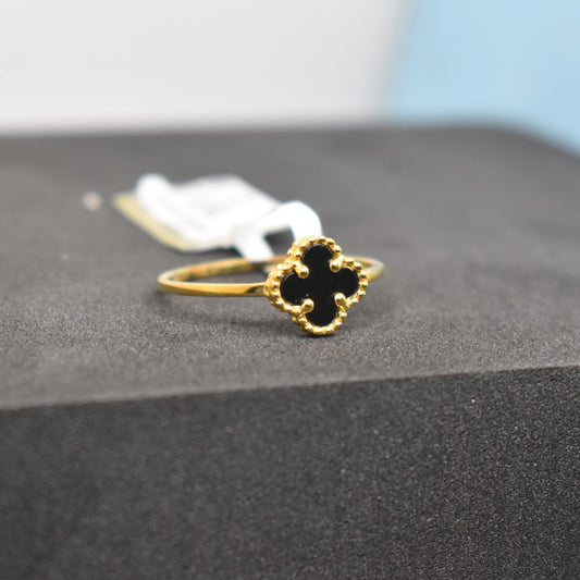 Fine 925 Sterling Silver - Yellow- SJVC Black Mini Flower Ring