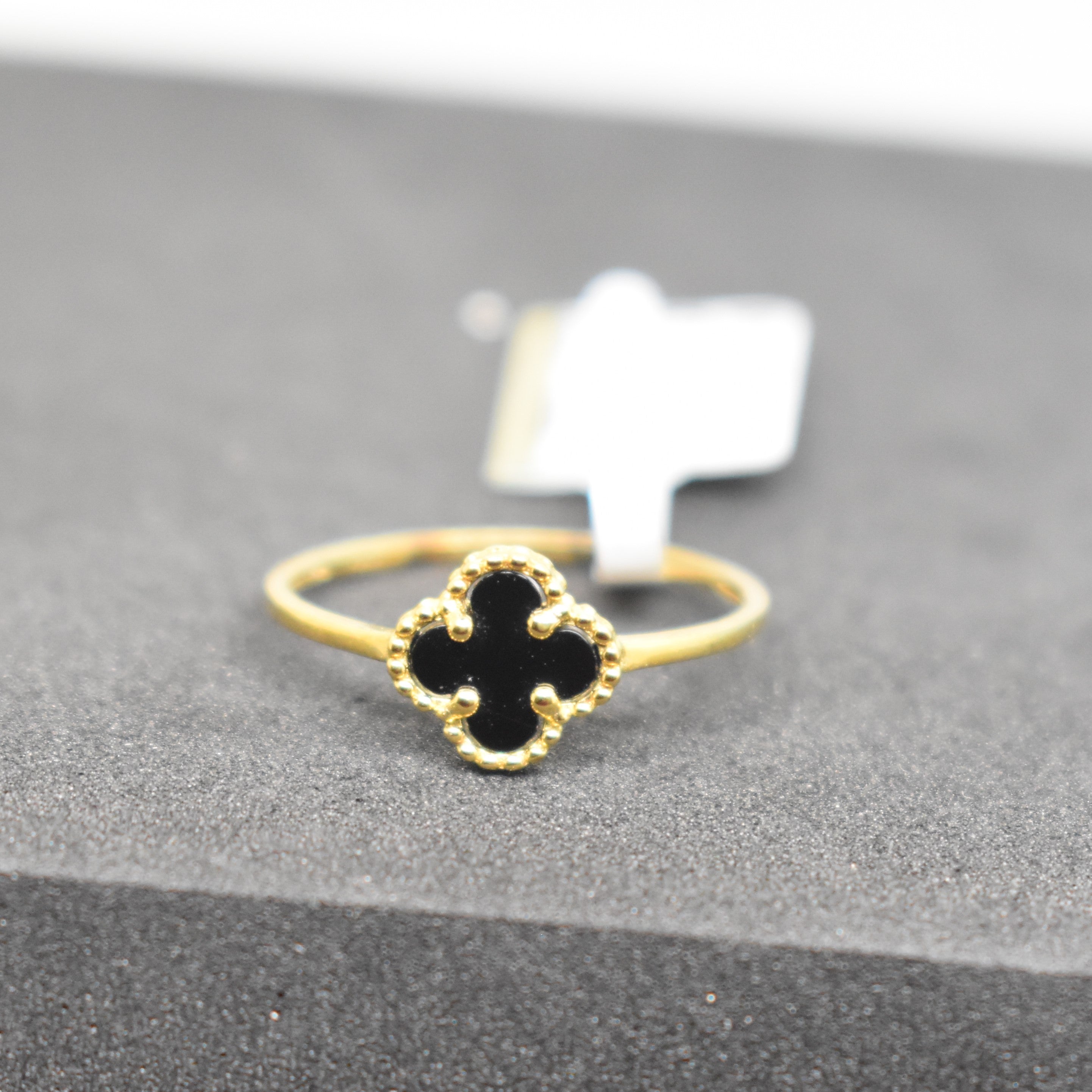 Fine 925 Sterling Silver - Yellow- SJVC Black Mini Flower Ring