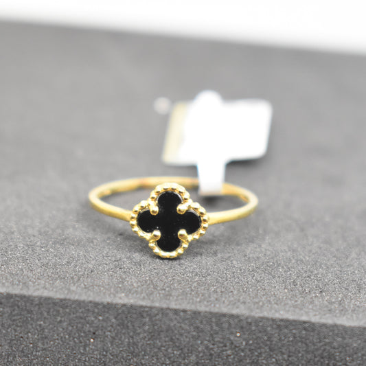 Fine 925 Sterling Silver - Yellow- SJVC Black Mini Flower Ring