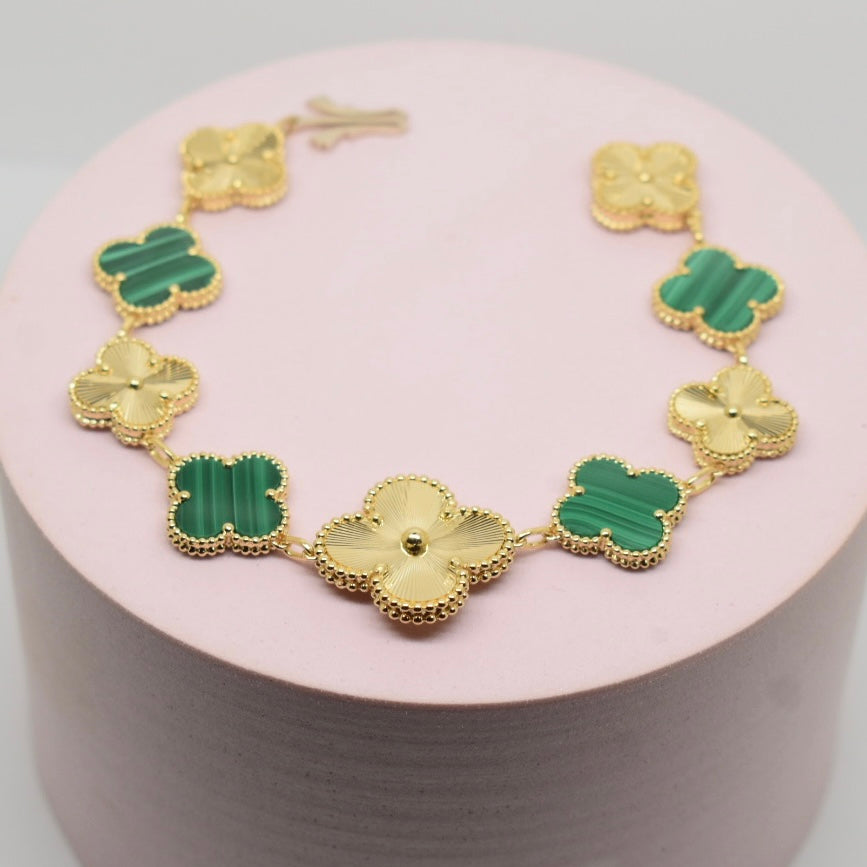 18K Yellow Gold - SJVC Green Large Flower Bracelet