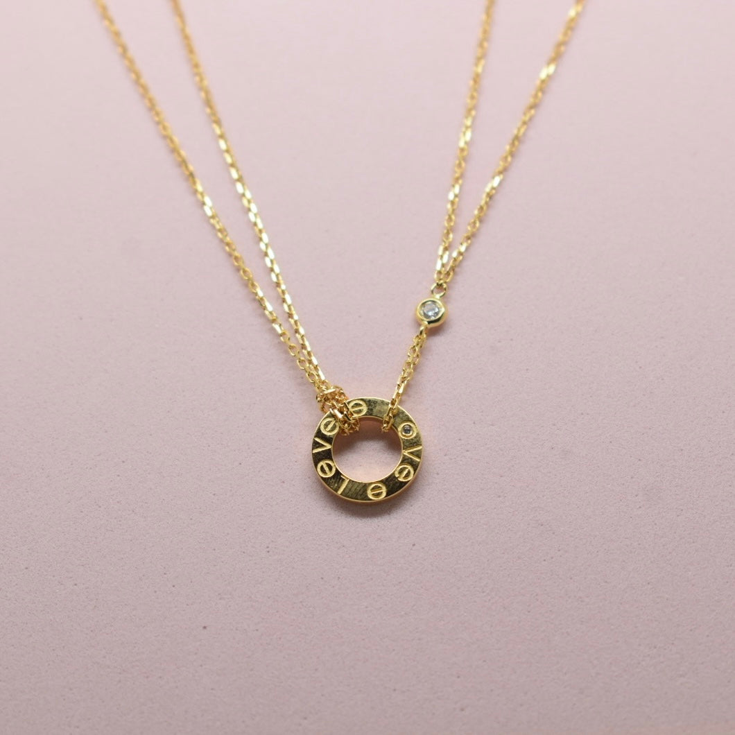 Real 18K Yellow Gold - SJCR Double Chain Necklace