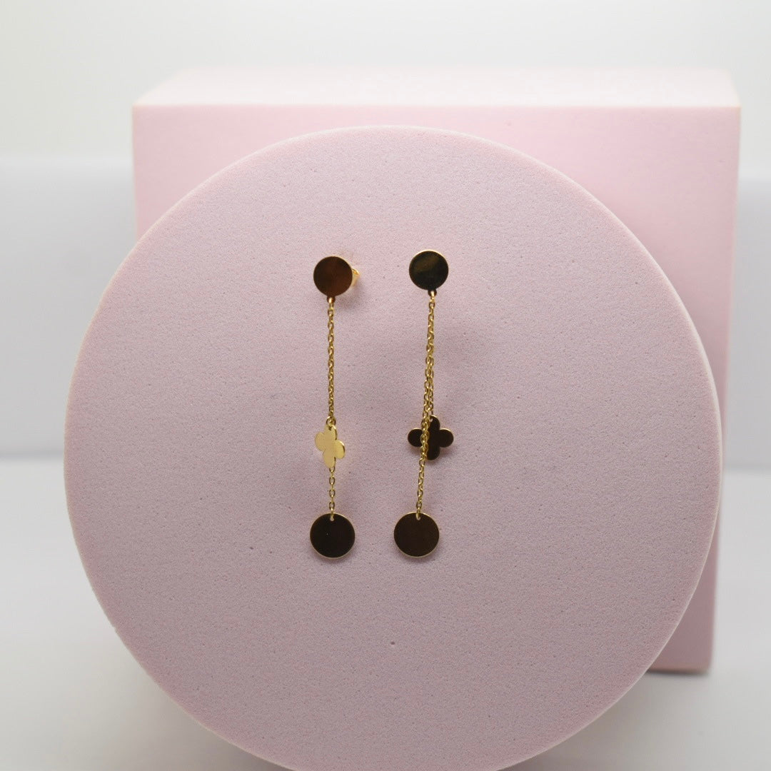 *LIMITED* Real 18K Gold - Circle Clover Earrings