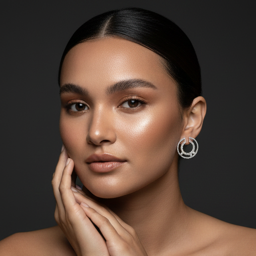 925 Sterling Silver - Rhea Layered Circle Earring