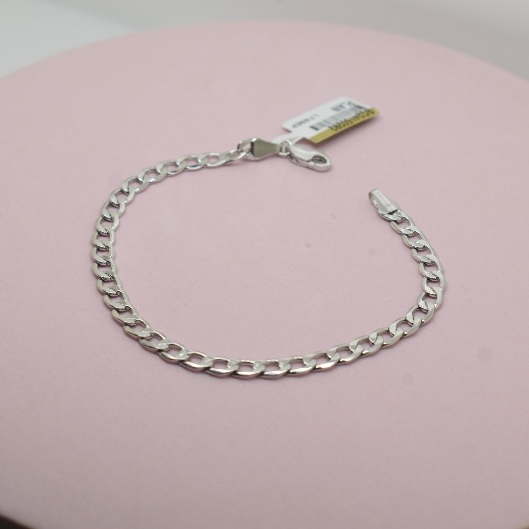 18K White Gold - Unisex Curb Bracelet