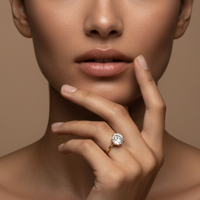 Fine 925 Sterling Silver - Yellow Single Stone Ring