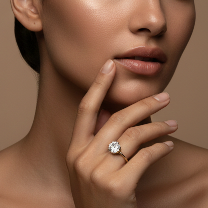 Fine 925 Sterling Silver - Yellow Single Stone Ring