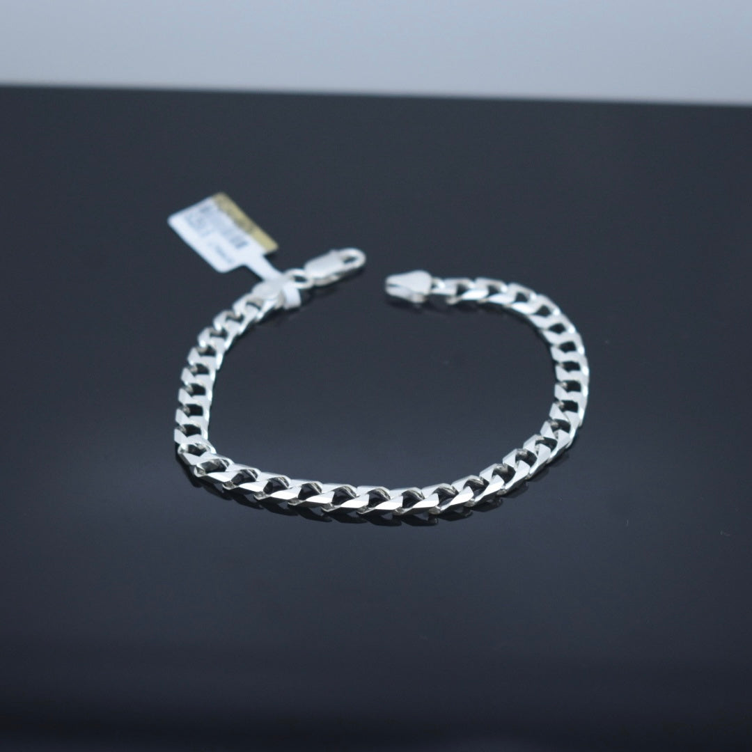 925 Sterling Silver - Flat Square Link Bracelet