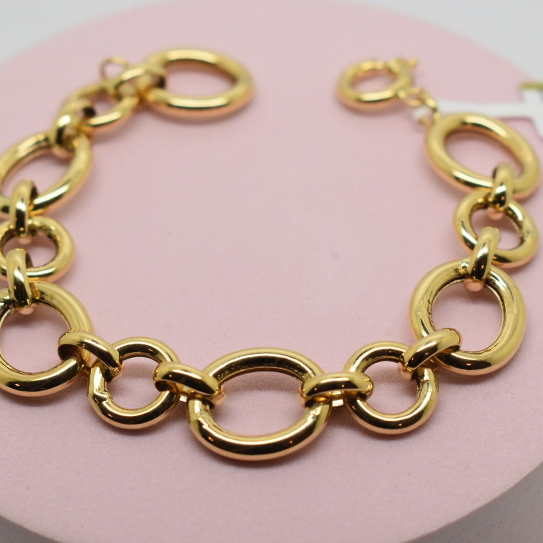 Real 18K Yellow Gold - Chunky Circles Bracelet