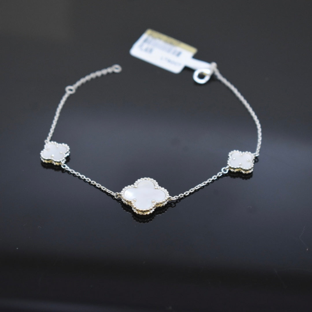 925 Sterling Silver - White SJVC 3 MOP Bracelet