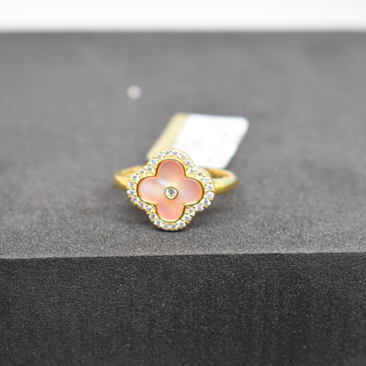 Fine 925 Sterling Silver - Yellow SJVC Pink Stone Ring