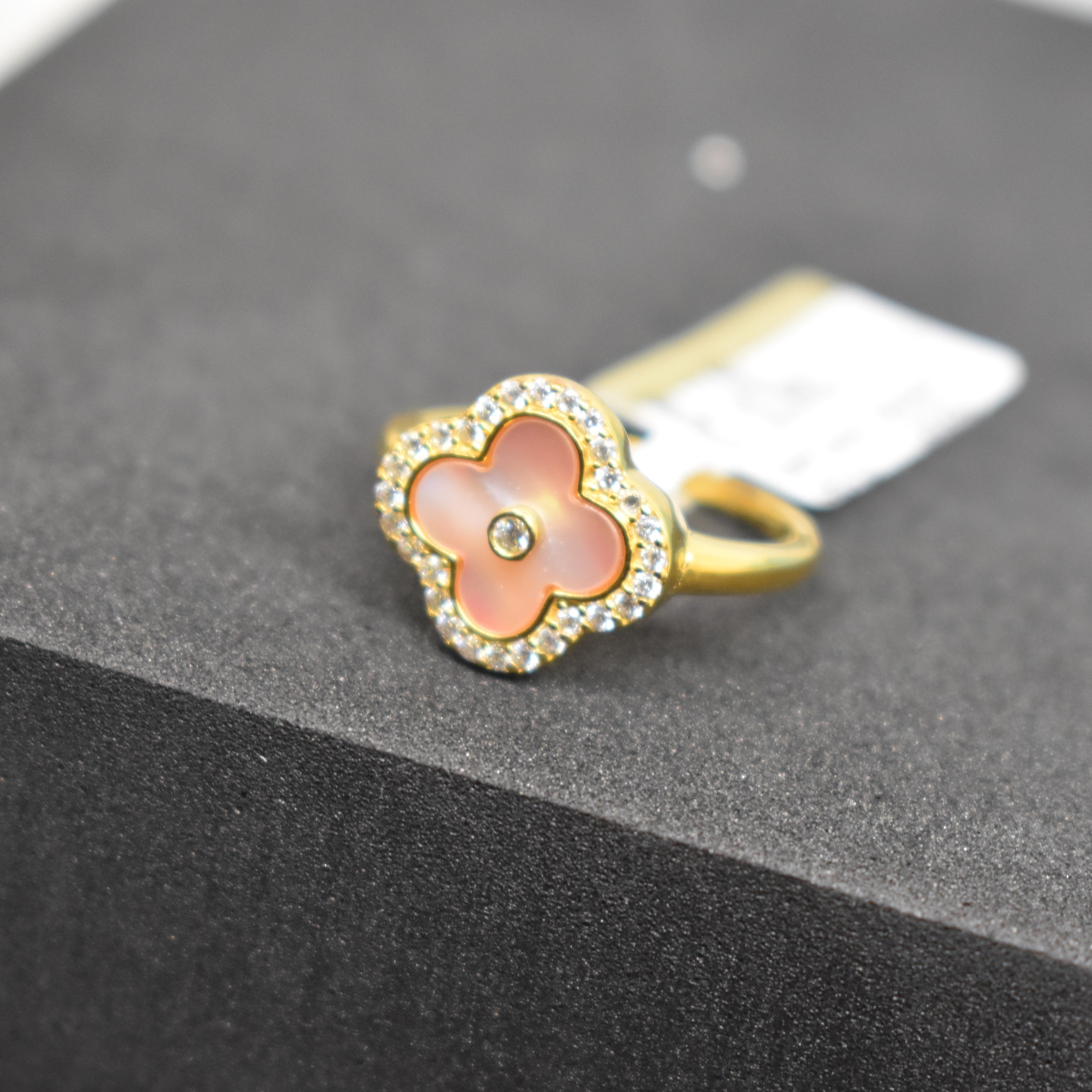 Fine 925 Sterling Silver - Yellow SJVC Pink Stone Ring