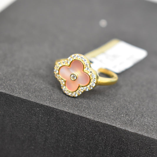 Fine 925 Sterling Silver - Yellow SJVC Pink Stone Ring