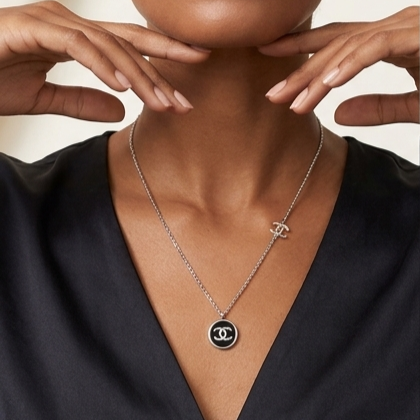 925 Sterling Silver -  CHANEL Disk Necklace