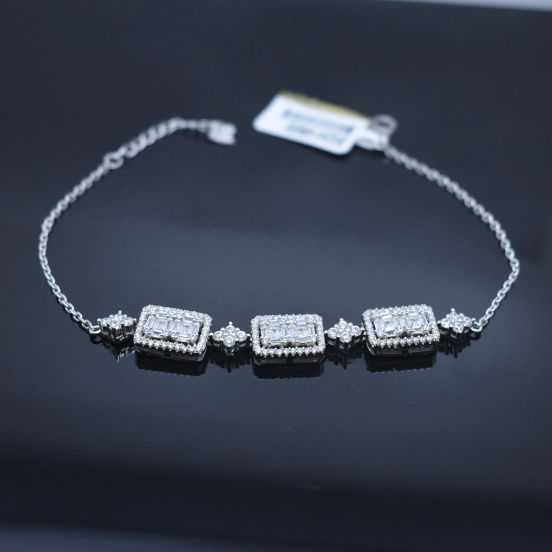 925 Sterling Silver - Rectangle Zircon Necklace Set