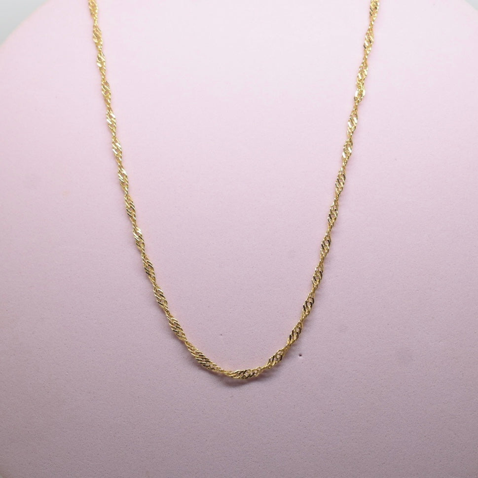 18K Gold - MIJ Thin Disco Twist Chain