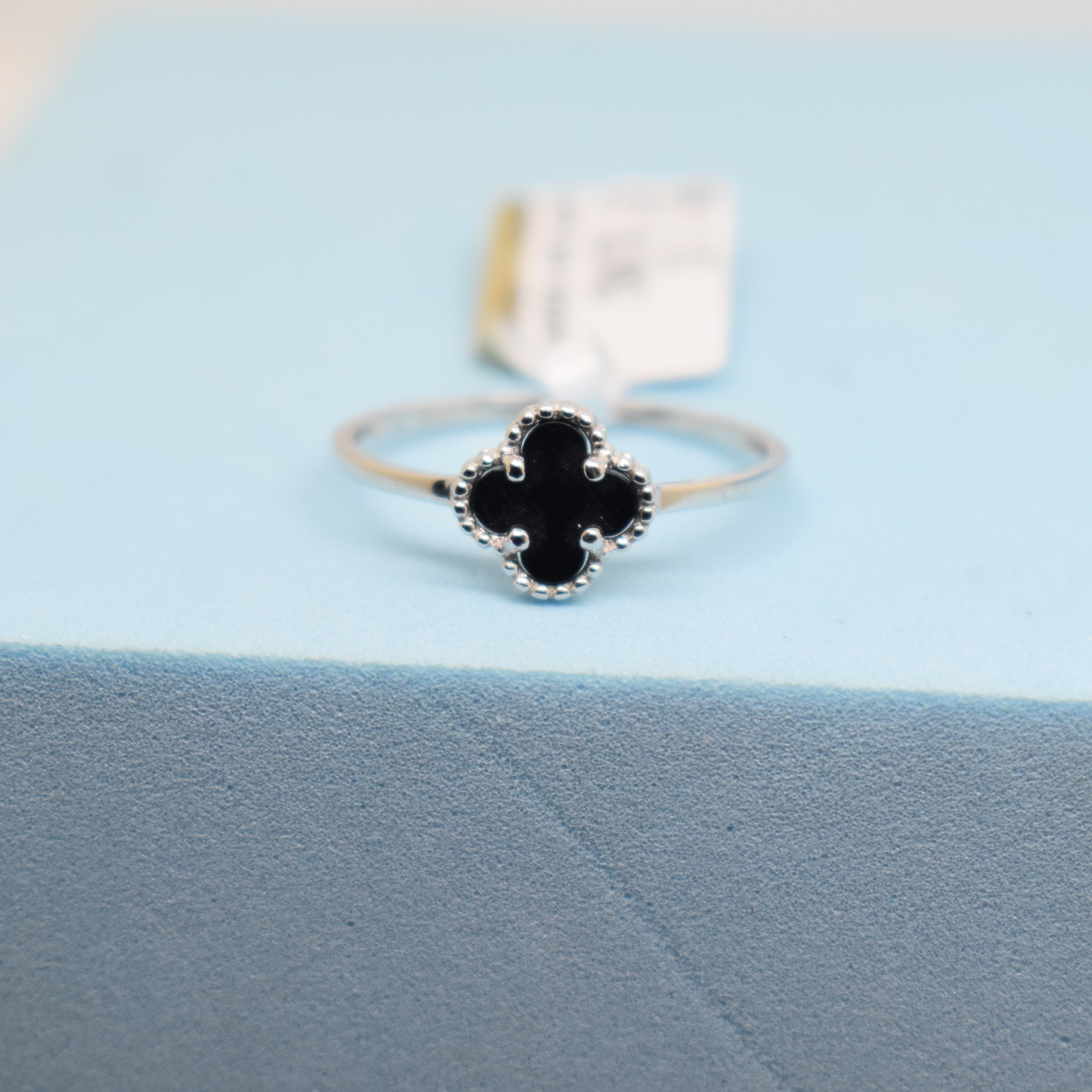 Fine 925 Sterling Silver - SJVC Black Mini Flower Ring