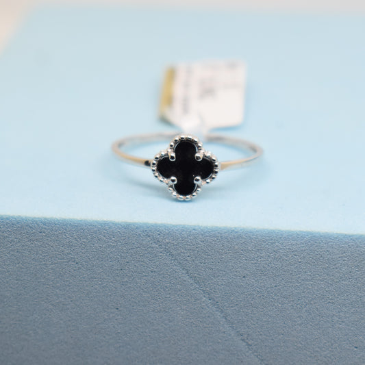 Fine 925 Sterling Silver - SJVC Black Mini Flower Ring