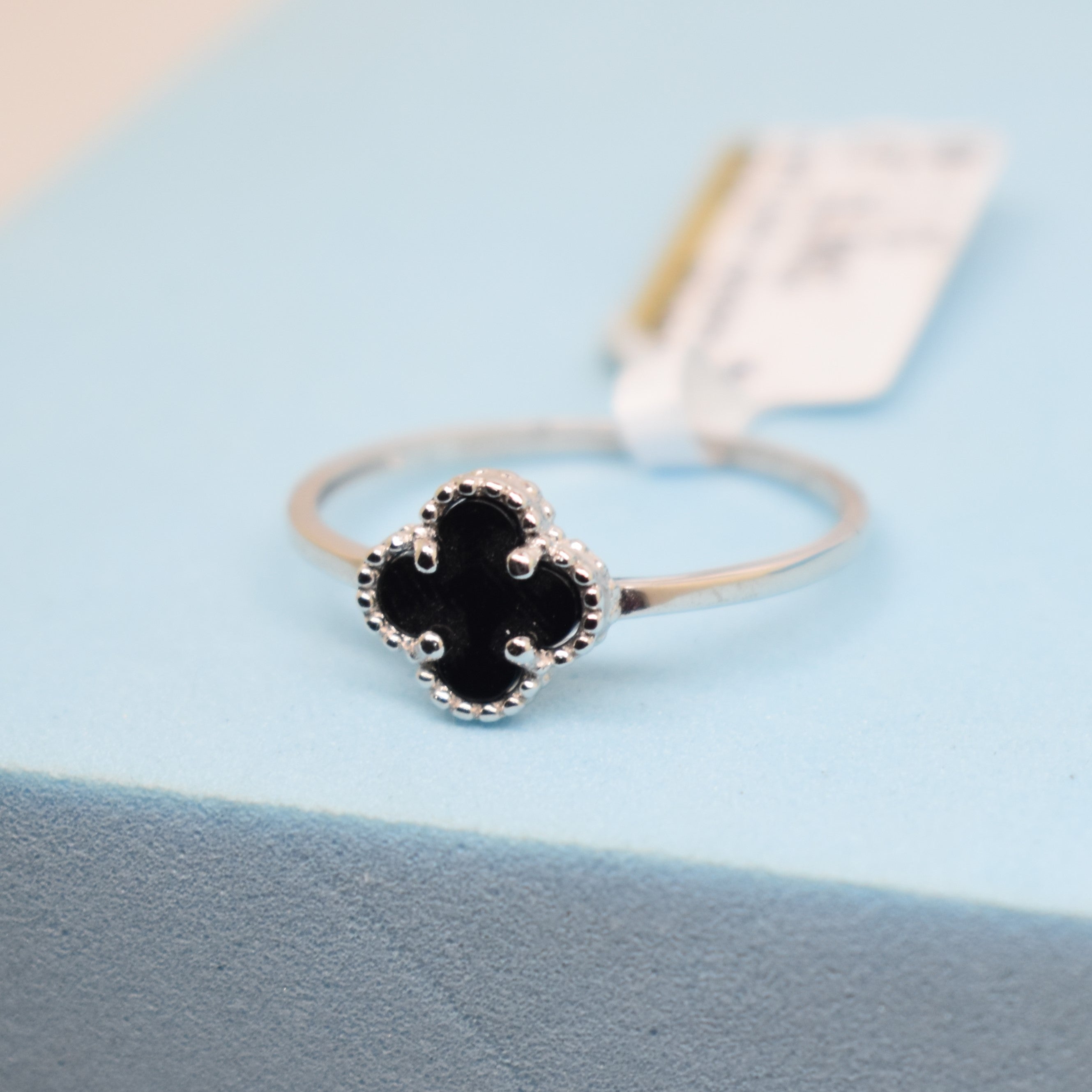 Fine 925 Sterling Silver - SJVC Black Mini Flower Ring