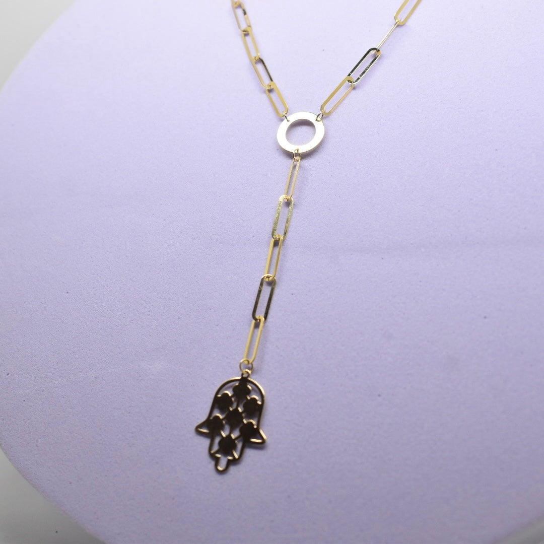 *LIMITED* 18K Gold - Hamsa Hand Paper Clip Necklace