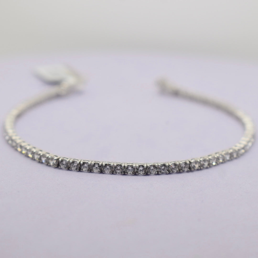 Real 18K White Gold -  Tennis Bracelet